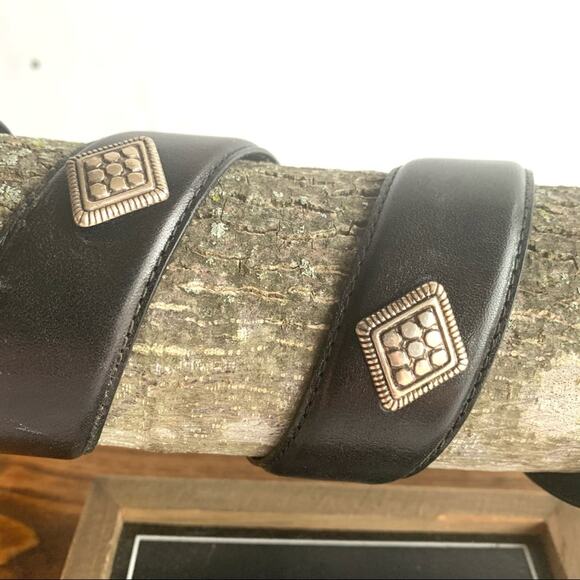 Fossil black leather with boho silver grommets belt - Picture 3 of 13